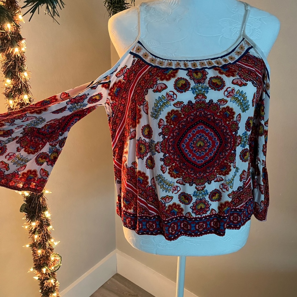 Off Shoulder Paisley Top
